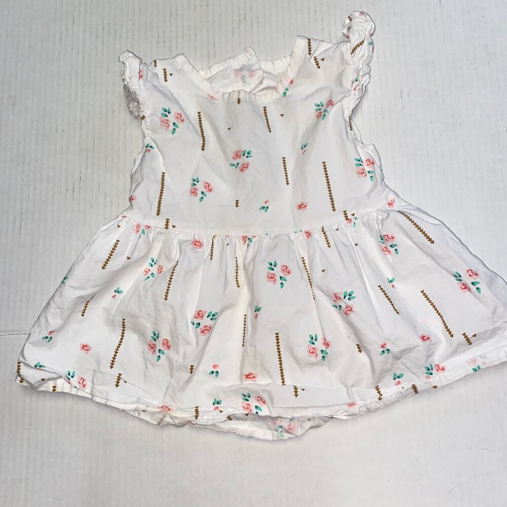 Yi Pei Ban White Printed Short Sleeve Dress Heart Open Back Size 90 3T